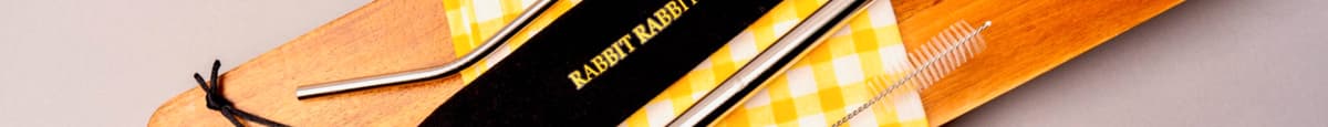 Rabbit Premium Metal Reusable Straws with Case