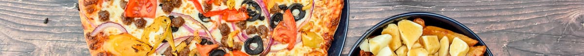 Combo 2 (moyenne pizza et moyenne poutine) / Combo 2 (Medium Pizza and Medium Poutine)