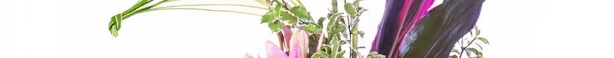 Pink Lily & Cymbidium Orchids Zen Garden