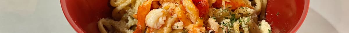 Lobster Meat over Garlic Noodles