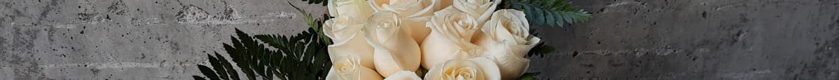 A Dozen WHITE Roses - Hand Tie