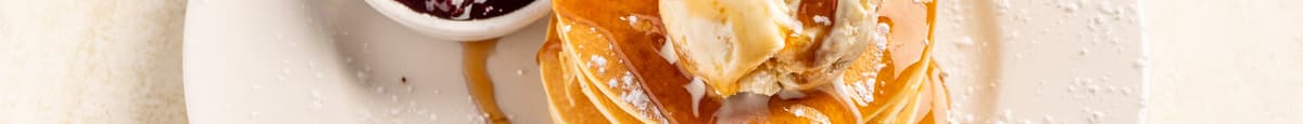  Pancakes (2), maple syrup, ice cream