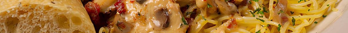 Roasted Chicken + Mushroom Alfredo ~