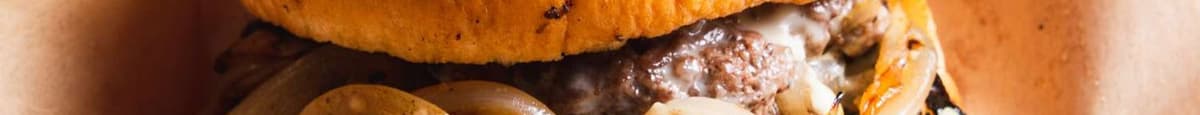 BBQ Burger (Brioche Bun, Vegan Impossible Patty, Chao Cheese, Fried Onion, BBQ Sauce)