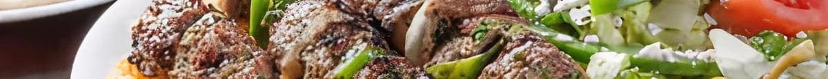 Steak Skewers with Rice & Greek Salad Dinner