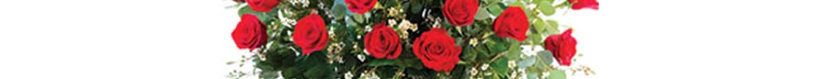 THREE DOZEN RED ROSES VASE ARRANGEMENT  (shown as deluxe)