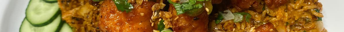 Korean Boneless Chicken and Kimchi Fried Rice
