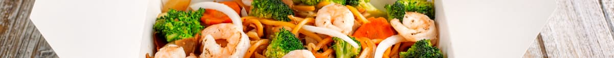 Mongolian Stir Fry Noodles w. Shrimp