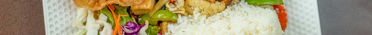 (L) Stir-Fried Vegetables and Tofu (Pad Phak Ruam) Ruam)