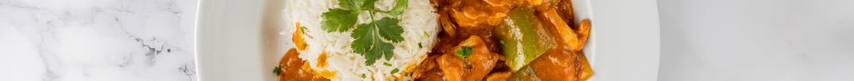 3. Chicken (Boneless) with Butter Curry Sauce, Green Pepper, Onion and White Rice