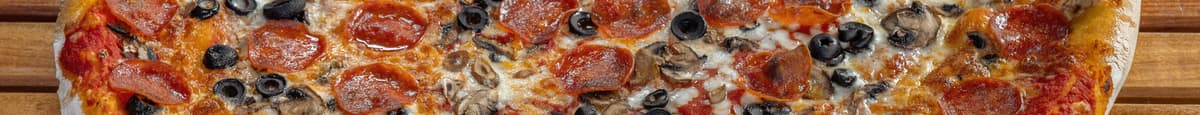 19" Pepperoni, Mushroom And Black Olive Pizza