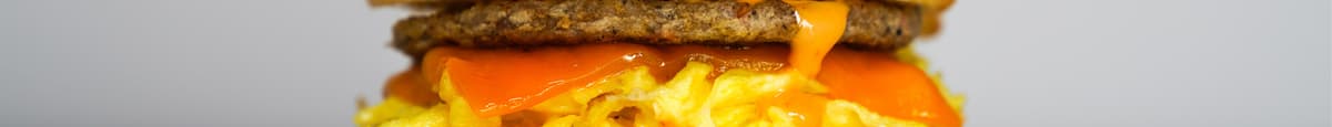 Brioche, Impossible Sausage, Egg, & Cheddar Sandwich