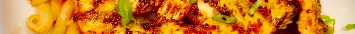 Grilled Salmon Spaghetti with Alfredo Sauce