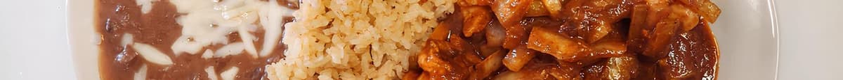 Camarones a la Diabla / Shrimp in Hot Salsa W/ Rice & Beans