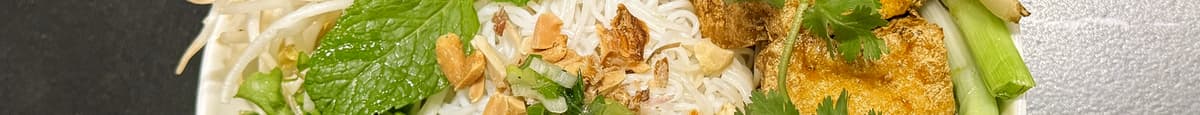 B4. Vegan Vermicelli Noodles with Five Spice Glaze Tofu & Veggie Spring Roll / Bún Chay Chả Giò