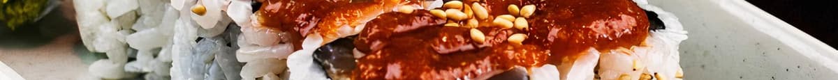 Aburi Scallop On Spicy Tuna Roll