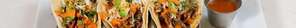 (3) HAND PULLED CHICKEN TACOS [GF]