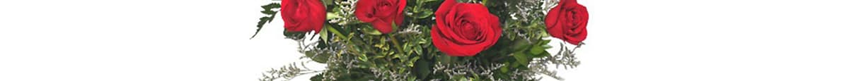 Dozen Fragrant Long Stem Red Roses Arrangement In Clear Vase