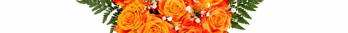 Mom's Dozen Rose Bouquet - Orange