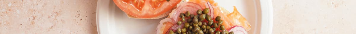 Bagel or Roll Lox with Capers, Red Onion, Tomato
