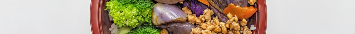 Minced Pork Eggplant Over Rice / 紅燒肉崧茄子飯
