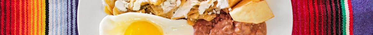 Chilaquiles (Rojos, Verdes, Mole) / Chilaquiles (Red Sauce, Green Sauce, Mole Sauce)