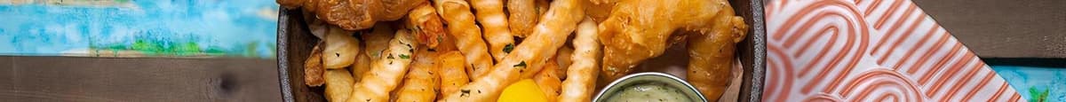 1 Cod, 3 Shrimp + Fries