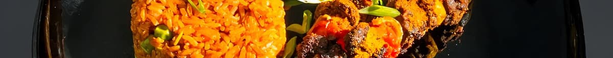 J.4. Tofu Kebab, Jollof Rice, Kelewele