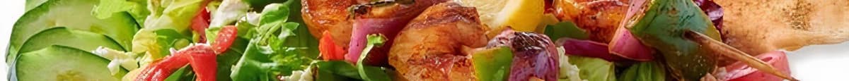 Greek Salad with Grilled Shrimp Kebob