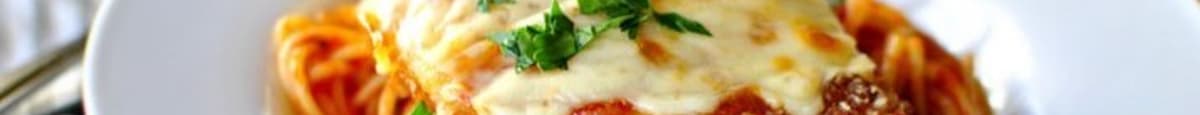 4. Chicken Parmigiana Served with Greek Salad
