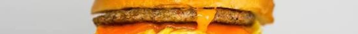 Brioche, Sausage,  Egg, & Cheddar Sandwich