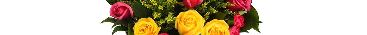 Premium Dozen Rose Bouquet -  Yellow Pink