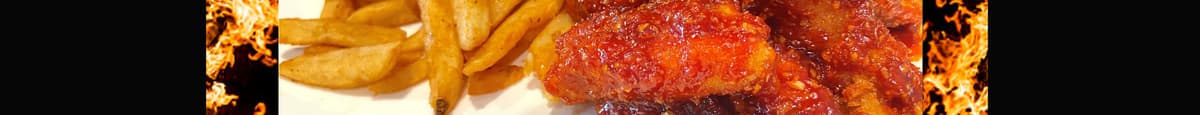 Spicy Korean Boneless Chicken w. Seasoned Fries 