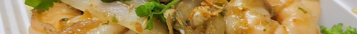 Garlic Pepper Jumbo Shrimp + Rice
