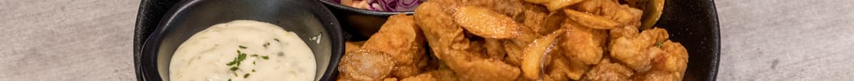 3. Soy & Garlic Boneless Fried Chicken (With Chilli Mayo Sauces, Chips, Radish Pickles)