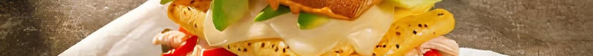 Chipotle Chicken, Scrambled Egg & Avocado on Ciabatta