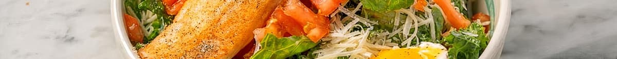Grilled Salmon Kale Caesar Salad