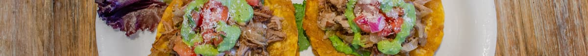 Tostones with Lechon / Marinated Pork and Pico De Gallo
