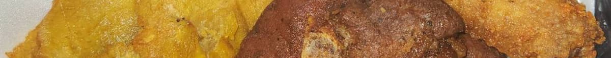 Chuleta Frita con Tostones / Fried Pork Chop with Fried Plantain