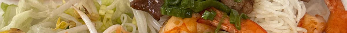 44. Grilled Shrimp, Pork, Spring Rolls on Rice Vermicelli