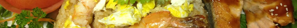 S-8. Shrimp Fried Rice and Teriyaki Salmon