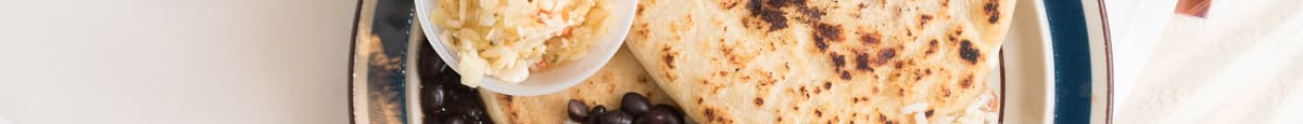#7. Two Pupusas Of Your Choice, Rice and Your Choice Of Black, Pinto or Refried Beans