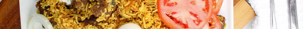 Mutton Biryani with boiled Egg and Salad