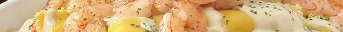 Shrimp Topped Over Meat Stuffed Ravioli