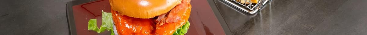 Buffalo Fried Chicken Sandwich with Bacon