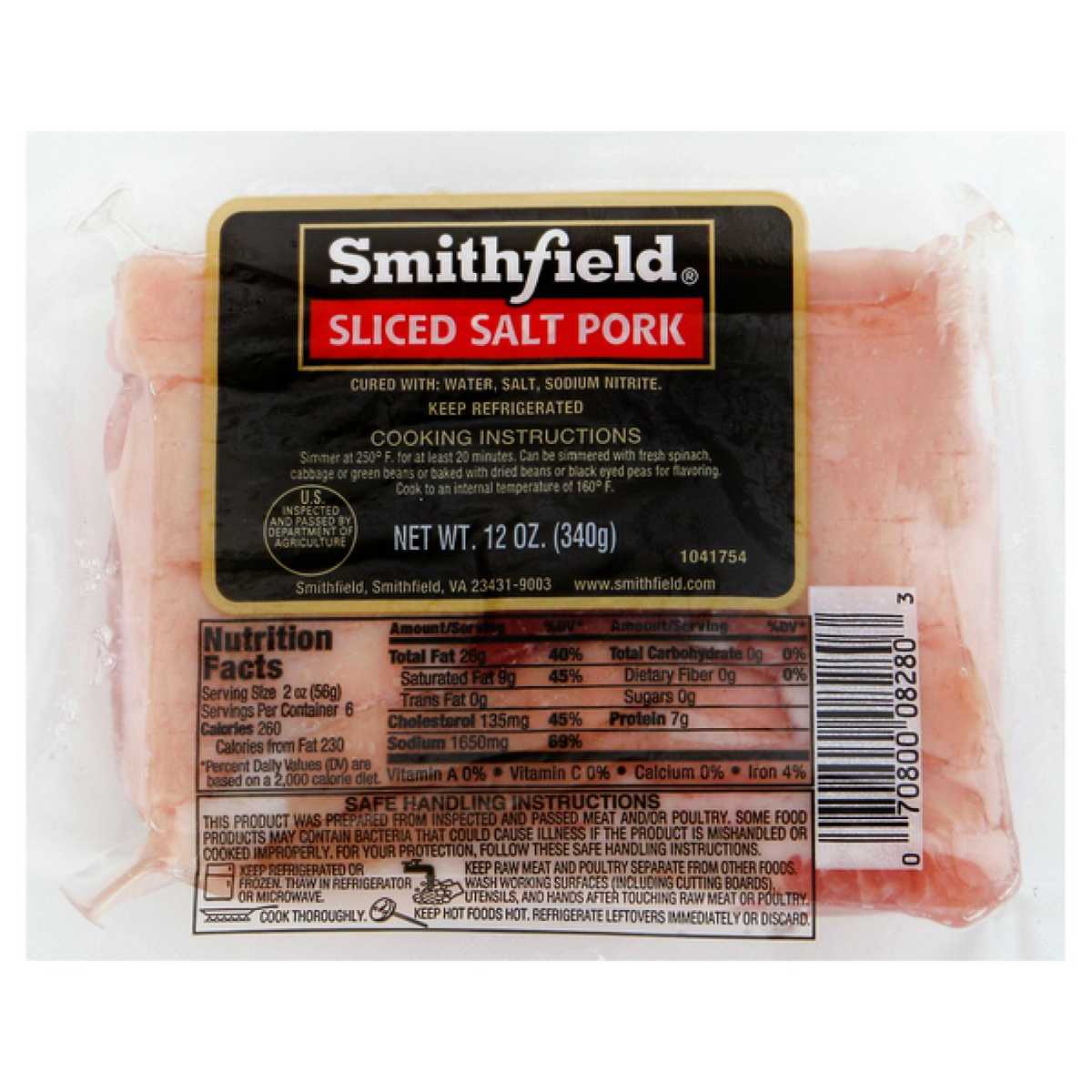 Smithfield Sliced Salt Pork, 12 oz