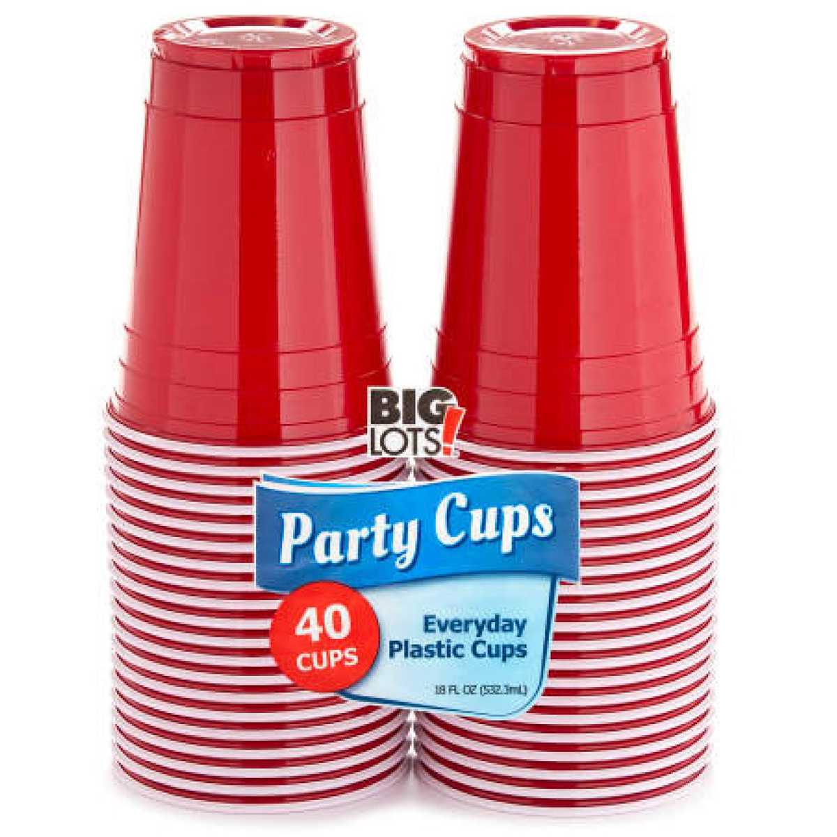 Big Lots Red 18 Oz. Plastic Party Cups, 40-Count