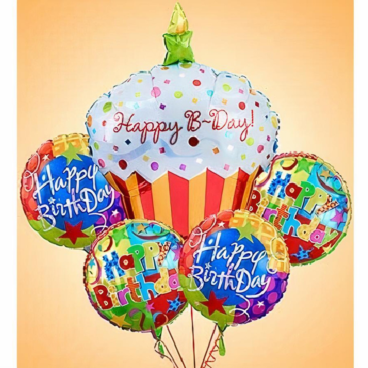 Ballon mylar rond happy birthday pastel liberty
