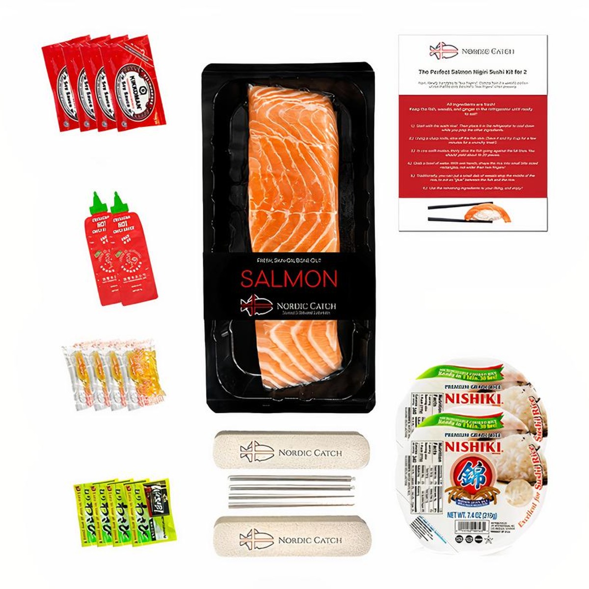 Nordic Catch Perfect Salmon Nigiri Sushi Kit for 2 - Icelandic Salmon (11oz Fillet), Pink