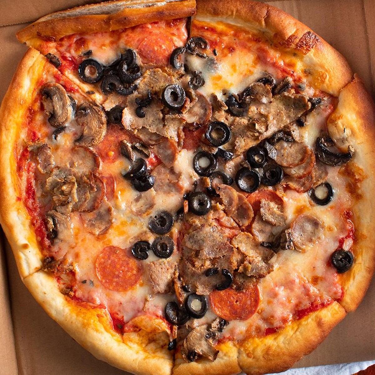 Sicilian Pizza with Black Olives and Mushrooms Recipe